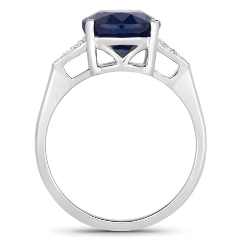 4.46 Carat Genuine Blue Sapphire and White Diamond 14K White Gold Ring by Bids.com