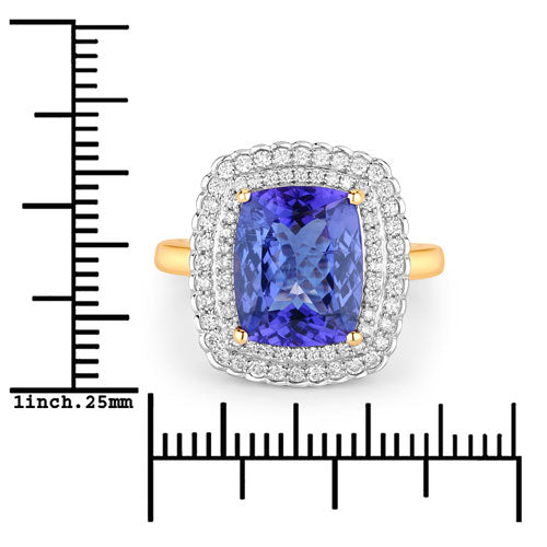 4.84 Carat Genuine Tanzanite and White Diamond 14K Yellow Gold Ring by Bids.com