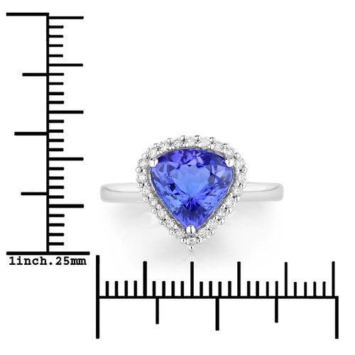 2.60 Carat Genuine Tanzanite and White Diamond 14K White Gold Ring by Bids.com