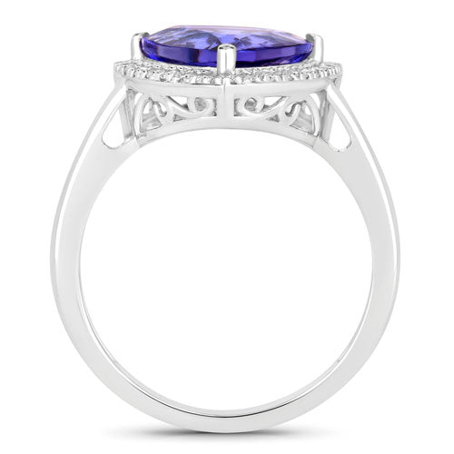 3.23 Carat Genuine Tanzanite and White Diamond 14K White Gold Ring by Bids.com