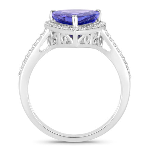 2.57 Carat Genuine Tanzanite and White Diamond 14K White Gold Ring by Bids.com
