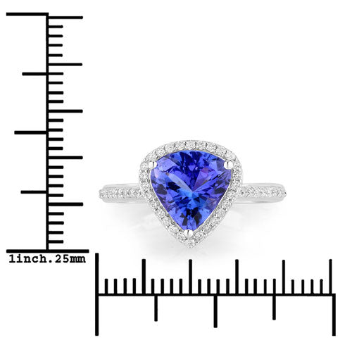 2.57 Carat Genuine Tanzanite and White Diamond 14K White Gold Ring by Bids.com