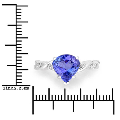 2.48 Carat Genuine Tanzanite and White Diamond 14K White Gold Ring DestGlow