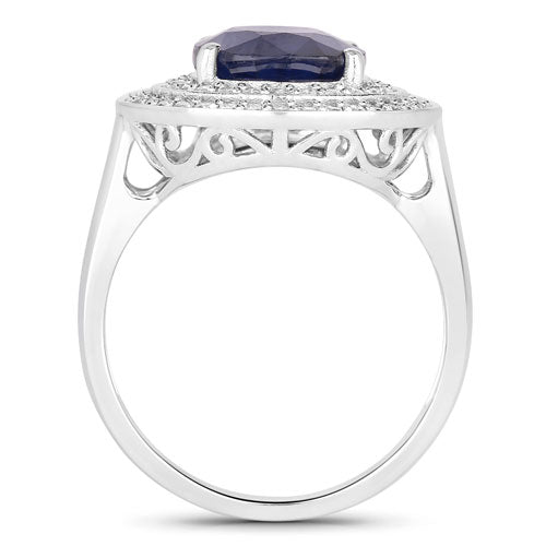 4.82 Carat Genuine Blue Sapphire and White Diamond 14K White Gold Ring by Bids.com