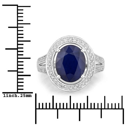 4.74 Carat Genuine Blue Sapphire and White Diamond 14K White Gold Ring by Bids.com