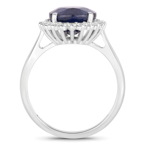4.63 Carat Genuine Blue Sapphire and White Diamond 14K White Gold Ring by Bids.com