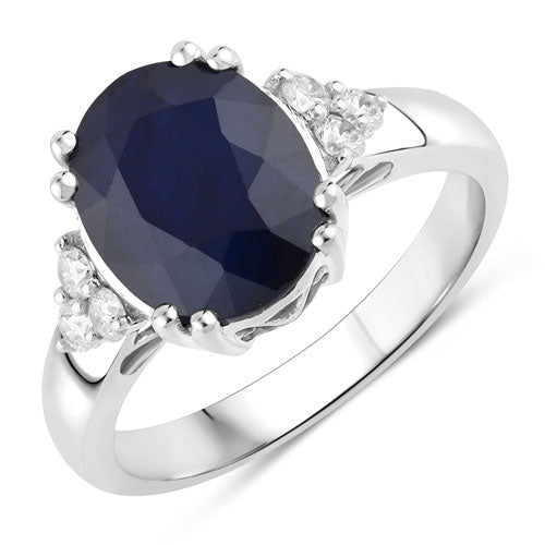 4.50 Carat Genuine Blue Sapphire and White Diamond 14K White Gold Ring by Bids.com