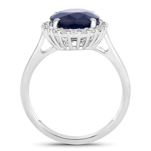 4.63 Carat Genuine Blue Sapphire and White Diamond 14K White Gold Ring by Bids.com