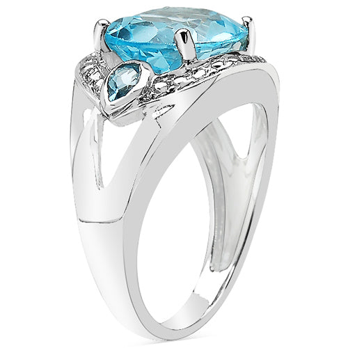 5.51 Carat Genuine Blue Topaz .925 Sterling Silver Ring by Bids.com