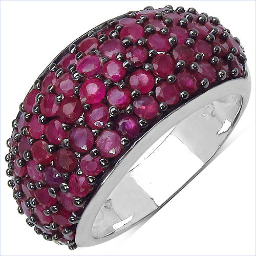 3.58 Carat Genuine Ruby & White Diamond .925 Sterling Silver Ring by Bids.com