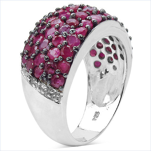 3.58 Carat Genuine Ruby & White Diamond .925 Sterling Silver Ring by Bids.com