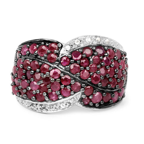 3.06 Carat Genuine Ruby & White Topaz .925 Sterling Silver Ring by Bids.com