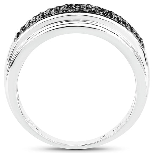 0.29 Carat Genuine Black Diamond .925 Sterling Silver Ring DestGlow