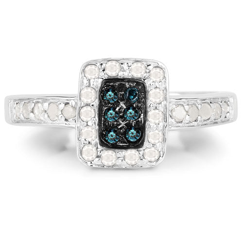 0.36 Carat Genuine Blue Diamond and White Diamond .925 Sterling Silver Ring by Bids.com