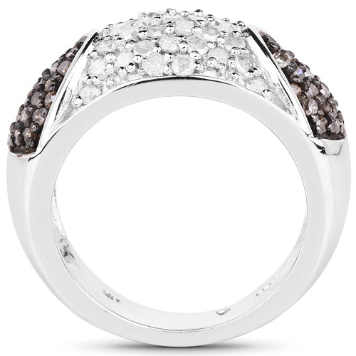0.94 Carat Genuine Champagne Diamond and White Diamond .925 Sterling Silver Ring by Bids.com