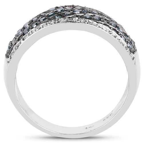 0.80 Carat Genuine Blue Diamond and White Diamond .925 Sterling Silver Ring by Bids.com