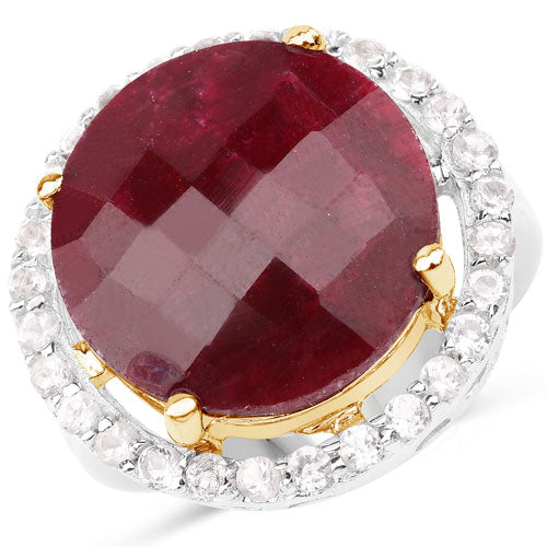 13.10 Carat Dyed Ruby and White Topaz .925 Sterling Silver Ring by Bids.com