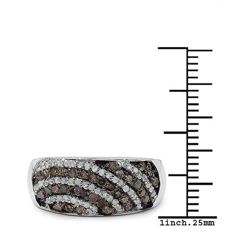 0.64 Carat Genuine Champagne Diamond & White Diamond .925 Sterling Silver Ring by Bids.com