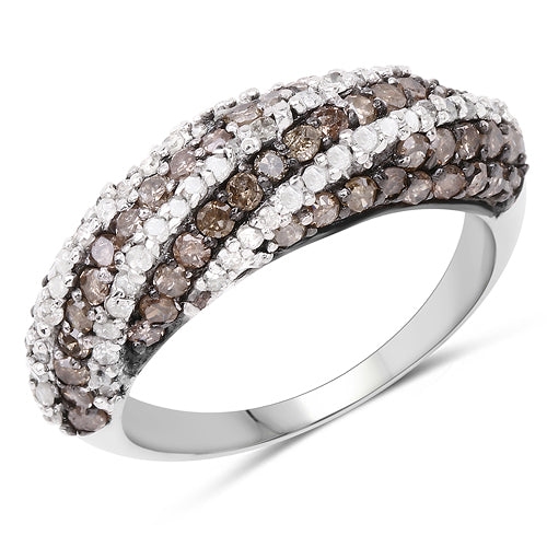 1.25 Carat Genuine Champagne Diamond & White Diamond .925 Sterling Silver Ring by Bids.com