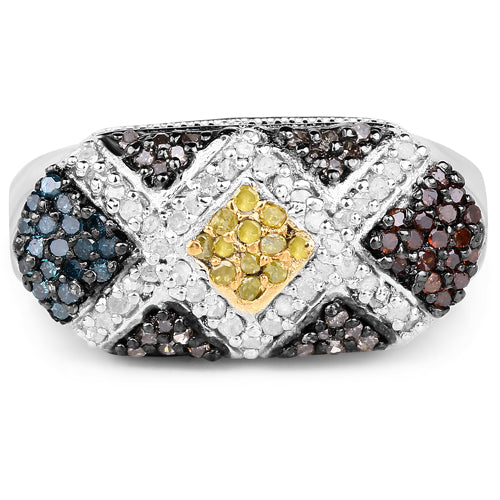 0.61 Carat Genuine Multi Diamond .925 Sterling Silver Ring by Bids.com