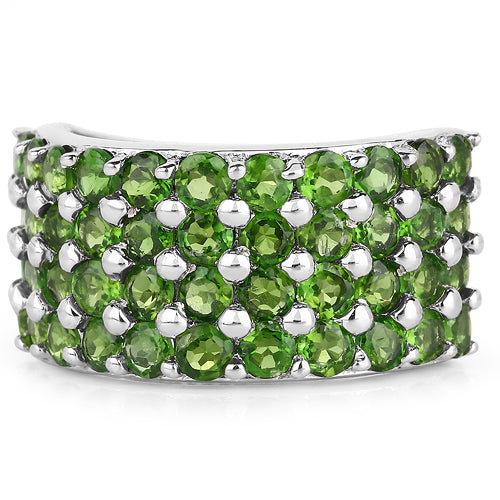 3.08 Carat Genuine Chrome Diopside .925 Sterling Silver Ring DestGlow