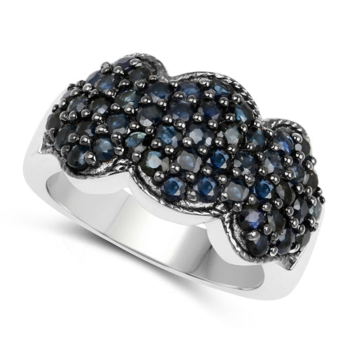 2.35 Carat Genuine Blue Sapphire .925 Sterling Silver Ring DestGlow