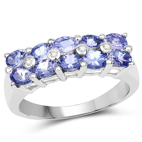 1.76 Carat Genuine Tanzanite and White Sapphire .925 Sterling Silver Ring by Bids.com