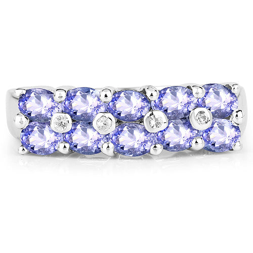 1.76 Carat Genuine Tanzanite and White Sapphire .925 Sterling Silver Ring by Bids.com