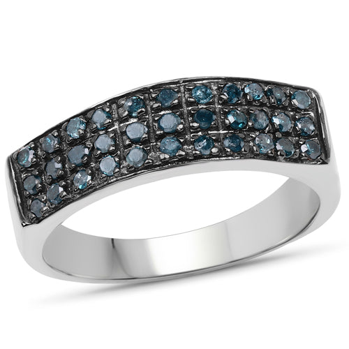 0.40 Carat Genuine Blue Diamond .925 Sterling Silver Ring by Bids.com