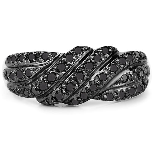 0.35 Carat Genuine Black Diamond .925 Sterling Silver Ring by Bids.com