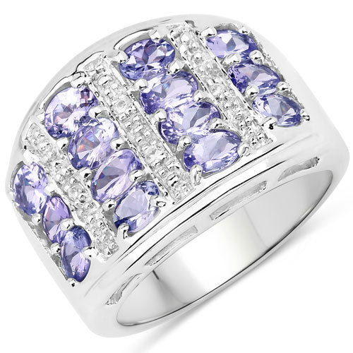 2.42 Carat Genuine Tanzanite and White Topaz .925 Sterling Silver Ring by Bids.com