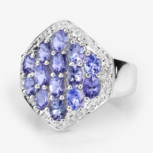 2.41 Carat Genuine Tanzanite and White Topaz .925 Sterling Silver Ring by Bids.com