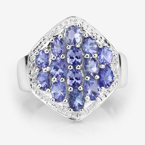 2.41 Carat Genuine Tanzanite and White Topaz .925 Sterling Silver Ring by Bids.com