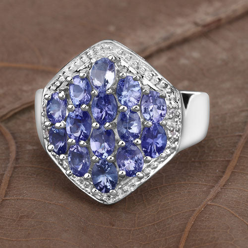 2.41 Carat Genuine Tanzanite and White Topaz .925 Sterling Silver Ring by Bids.com