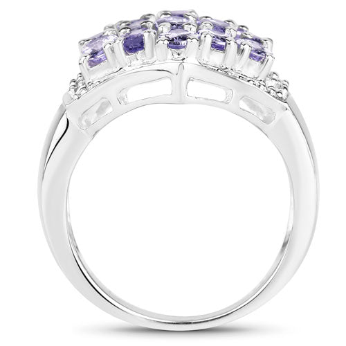 2.41 Carat Genuine Tanzanite and White Topaz .925 Sterling Silver Ring by Bids.com