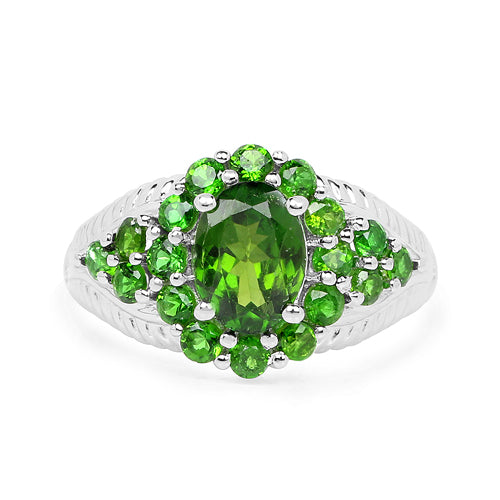 2.28 Carat Genuine Chrome Diopside .925 Sterling Silver Ring by Bids.com