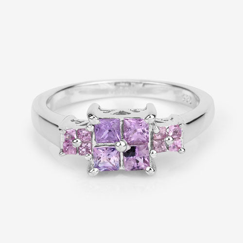 0.96 Carat Genuine Pink Sapphire .925 Sterling Silver Ring by Bids.com