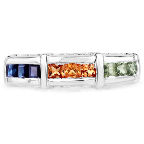 1.08 Carat Genuine Multi Sapphire .925 Sterling Silver Ring by Bids.com