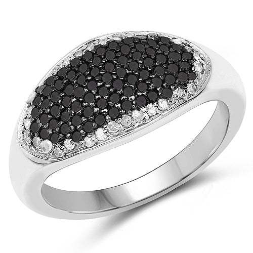 0.46 Carat Genuine Black Diamond and White Diamond .925 Sterling Silver Ring by Bids.com