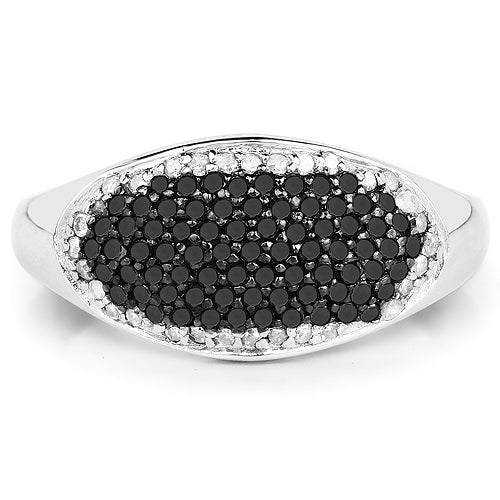 0.46 Carat Genuine Black Diamond and White Diamond .925 Sterling Silver Ring by Bids.com