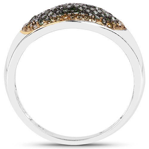 0.45 Carat Genuine Green Diamond and Yellow Diamond .925 Sterling Silver Ring by Bids.com