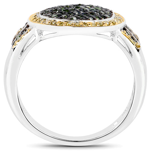 0.44 Carat Genuine Green Diamond and Yellow Diamond .925 Sterling Silver Ring by Bids.com