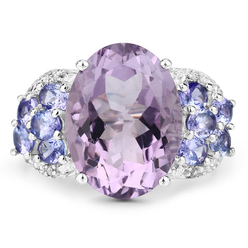 6.62 Carat Genuine Amethyst, Tanzanite and White Topaz .925 Sterling Silver Ring by Bids.com