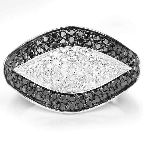 0.51 Carat Genuine Black Diamond & White Diamond .925 Sterling Silver Ring by Bids.com