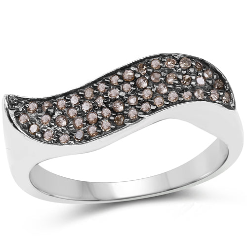 0.21 Carat Genuine Champagne Diamond .925 Sterling Silver Ring by Bids.com