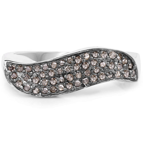 0.21 Carat Genuine Champagne Diamond .925 Sterling Silver Ring by Bids.com