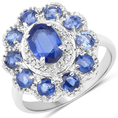 2.47 Carat Genuine Kyanite & White Topaz .925 Sterling Silver Ring by Bids.com