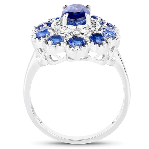 2.47 Carat Genuine Kyanite & White Topaz .925 Sterling Silver Ring by Bids.com