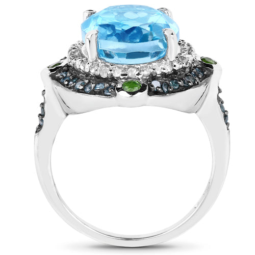 5.84 Carat Genuine Multi Stones .925 Sterling Silver Ring by Bids.com