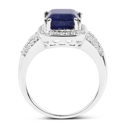 4.80 Carat Glass Filled Sapphire and White Topaz .925 Sterling Silver Ring by Bids.com